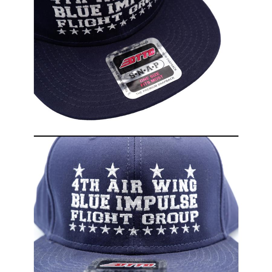 ブルーインパルス キャップ 帽子 CAC311-F 刺繍 CAP 野球帽 コットン ベースボールキャップ OTTO BLUE IMPULSE FLIGHT GRUUP ロゴ JASDF ネイビー/ホワイト｜aed-store｜02