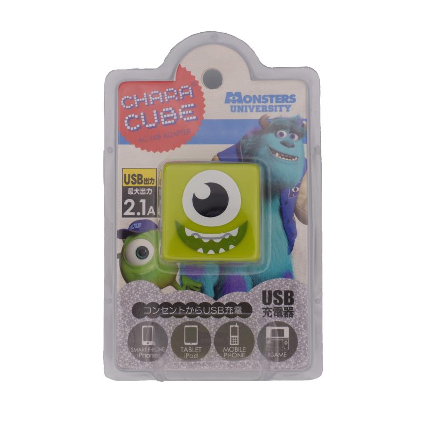 Disney ディズニー CHARA CUBE キャラキューブ Mike マイク Monsters, Inc. モンスターズインク USB TypeA AC充電器 CU2-DN-21 | 