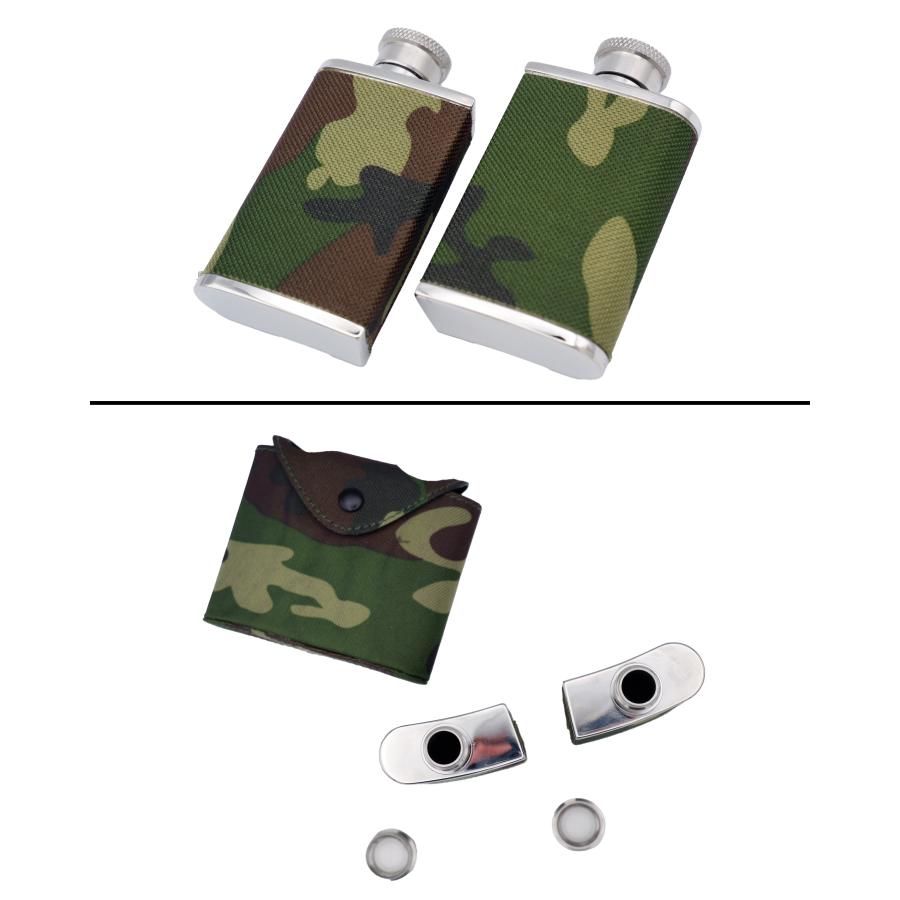 ウィスキーボトル スキットル ステンレス製 ツインタイプ ジョウゴ付き SP012 A154-1054 4.0oz 中国製 ステンレススチール アルコール カモフラージュ シルバー |  | 04