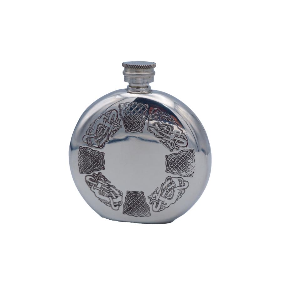 ウィスキーボトル スキットル フラスコ ピューター製 ハンドメイド SP075 6.0oz 模様 柄 シルバー ピンダー社 イギリス製 Pinder Bros. Ltd 錫 スズ pewter | 