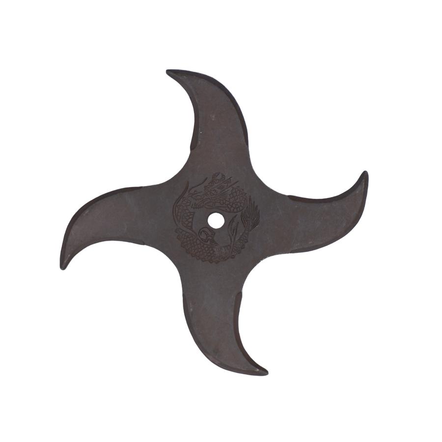 手裏剣 手裏剣 卍型 Lサイズ 1枚 ZN101L-C 黒燻し 龍刻印 金属製 鉄製