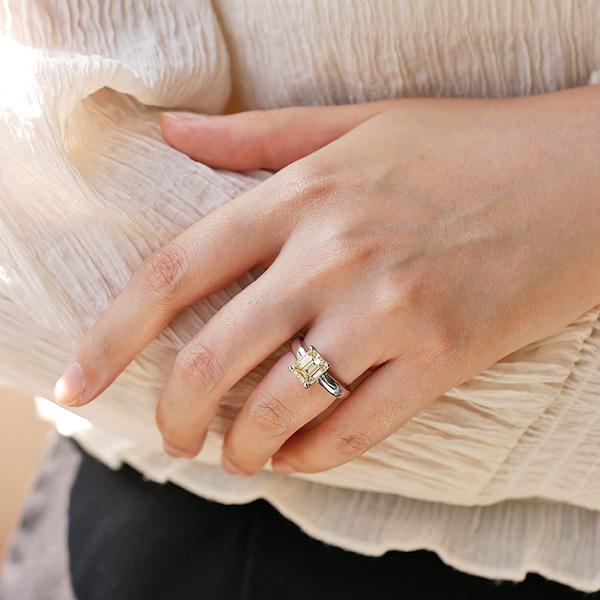 ダイヤモンド リング 3.015ct VS1 LIGHT YELLOW エメラルドカット 