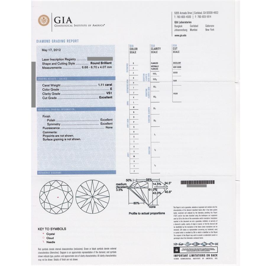 ハリーウィンストン HW リング 【中古】 1.11ct VS1 E 3EX プラチナ GIA 鑑定書付 SSP | ハリー・ウィンストン | 08