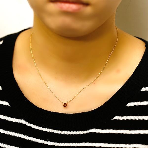 ダイヤモンド ネックレス 一粒 0.5〜0.6ct SI1〜2 FANCY ORANGE 18金  