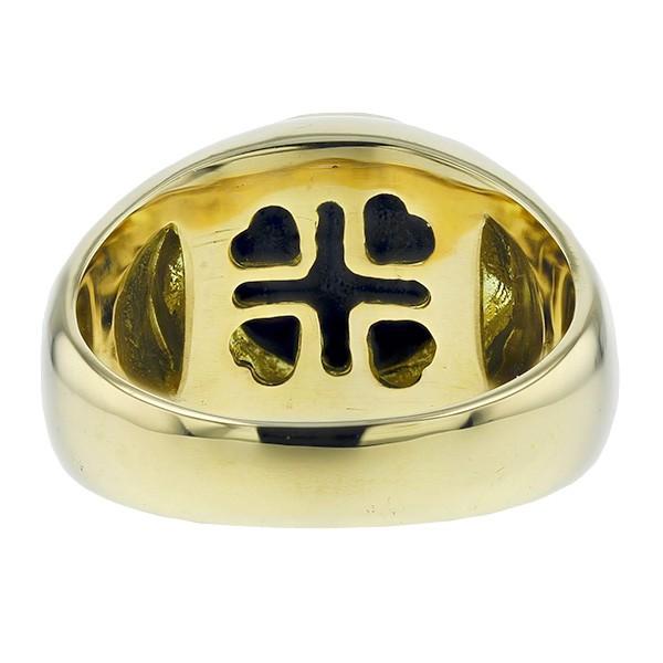 オニキス メンズリング シンプル 指輪 18金 K18 印台 保証書付