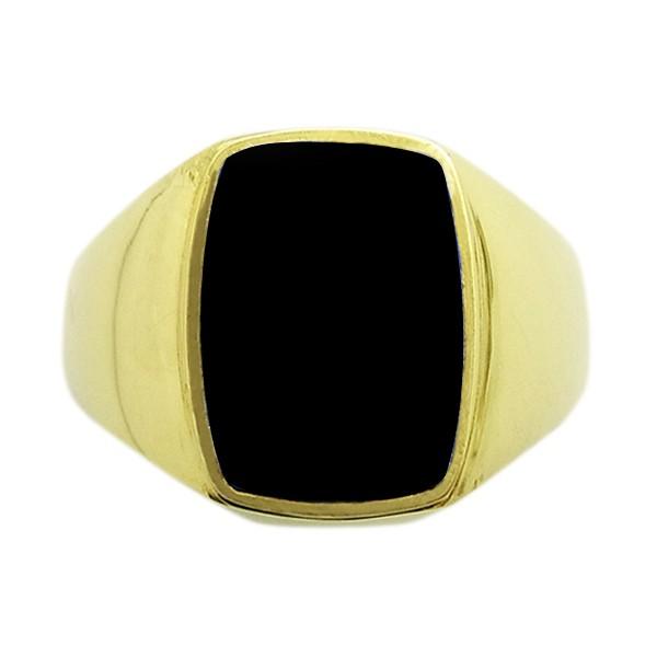 オニキス メンズリング 18金 K18 保証書付 指輪 イエローゴールド ゴールド リング メンズ 男性｜aemtjewelry