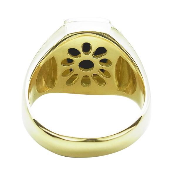 オニキス メンズリング 18金 K18 保証書付 指輪 イエローゴールド