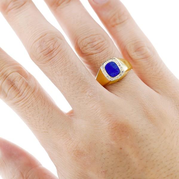 ラピスラズリ リング 脇石ダイヤモンド 0.14ct(Total) 18金 K18 保証 
