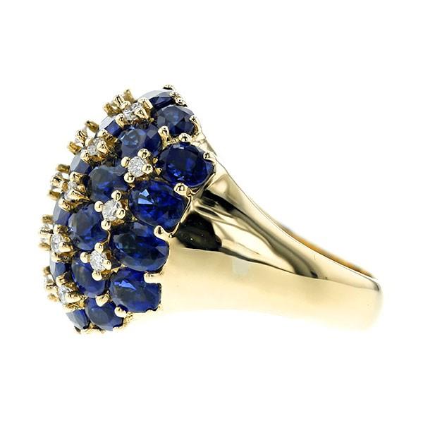 サファイア リング 13.42ct(Total) 脇石ダイヤ 0.50ct(Total) 18金 K18  