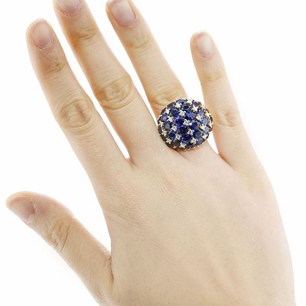 サファイア リング 13.42ct(Total) 脇石ダイヤ 0.50ct(Total) 18金 K18  