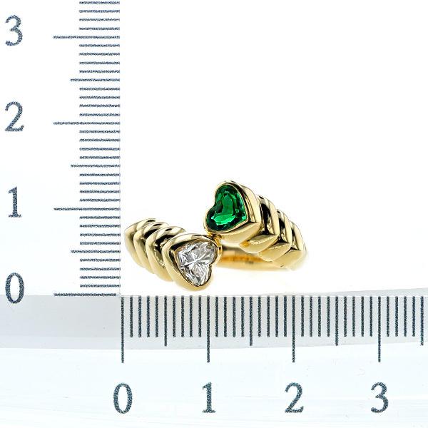 ダイヤモンド エメラルド リング D0.584ct SI2 G / E0.439ct 18金 K18