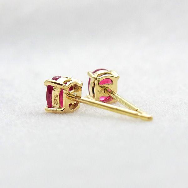 天然ルビー ピアス 0.18〜0.30ct(Total) オーバルカット 18金 K18 保証 