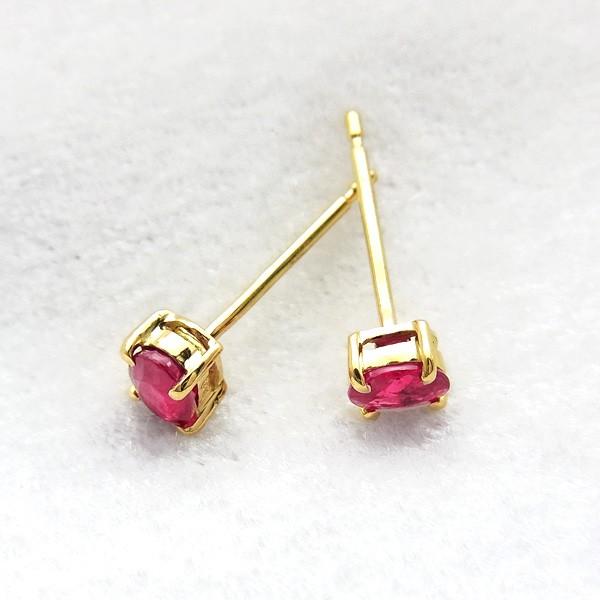 天然ルビー ピアス 0.18〜0.30ct(Total) オーバルカット 18金 K18 保証 