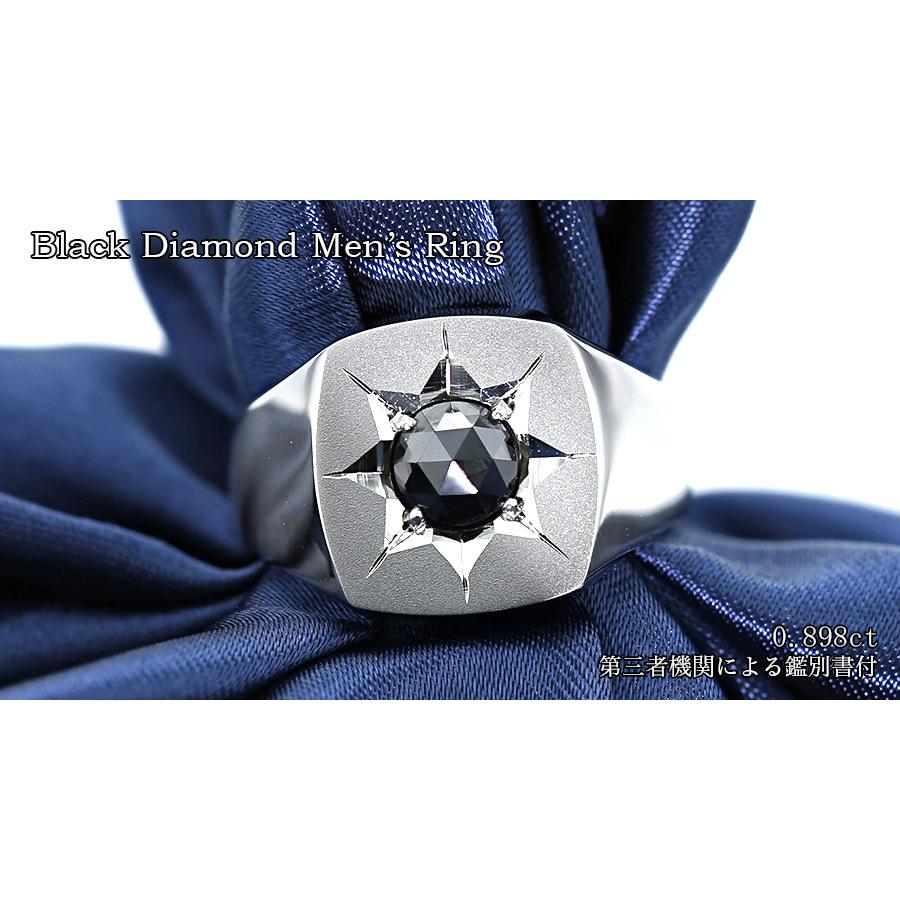 ブラックダイヤモンド 印台 メンズリング 0.898ct ローズカット ブラックダイヤモンド 印台 メンズリング 0.898ct ローズカット