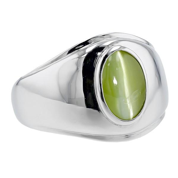 クリソベリルキャッツアイ 3.208ct メンズ リング プラチナ Pt 鑑別