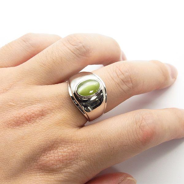 クリソベリルキャッツアイ 3.208ct メンズ リング プラチナ Pt 鑑別