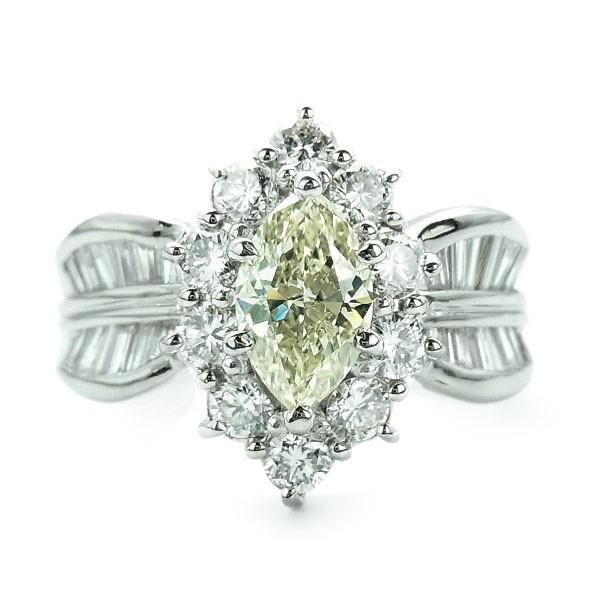ダイヤモンド リング 1.011ct SI2 VERY LIGHT YELLOW マーキス 