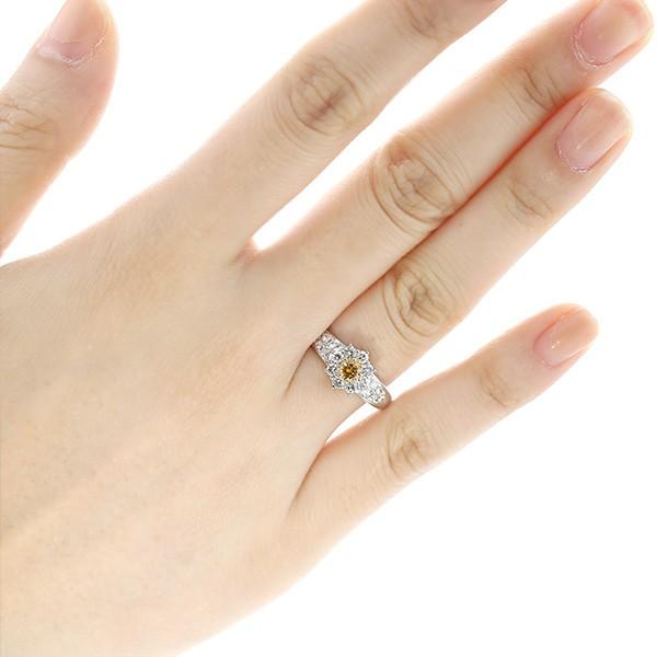 ダイヤモンド リング 0.208ct I1 FANCY DEEP ORANGE YELLOW プラチナ 
