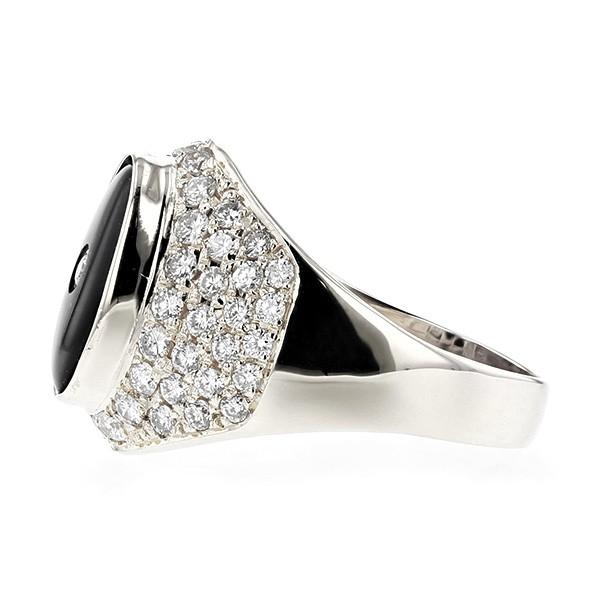 オニキス メンズリング 脇石ダイヤモンド 1.48ct(Total) プラチナ Pt