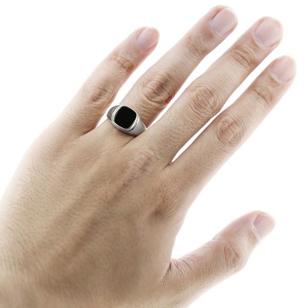 オニキス メンズリング プラチナ Pt 保証書付 指輪 リング メンズ 男性