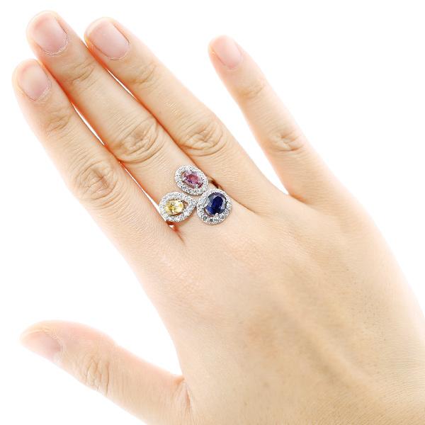マルチカラー サファイアリング 1.845ct/0.788ct/0.655ct プラチナ Pt 