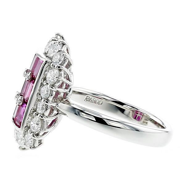 ルビー リング 2.21ct(Total) エメラルドカット プラチナ Pt 保証書付 プレゼント ギフト :PF6700:エメットジュエリー