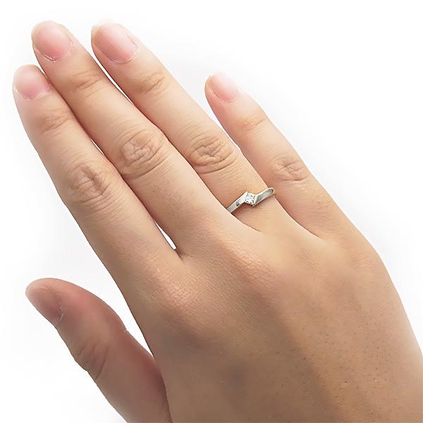 ダイヤモンド カラーストーン リング 0.07ct〜 VS〜SI E〜H プリンセス/ステップ プラチナ Pt 保証書付の画像
