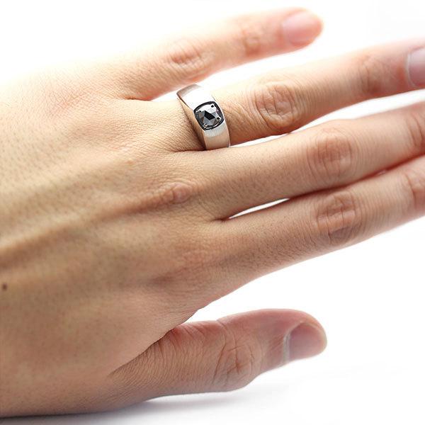 ブラックダイヤモンド メンズリング 0.6〜0.7ct ローズカット ブラックダイヤモンド メンズリング 0.6〜0.7ct ローズカット