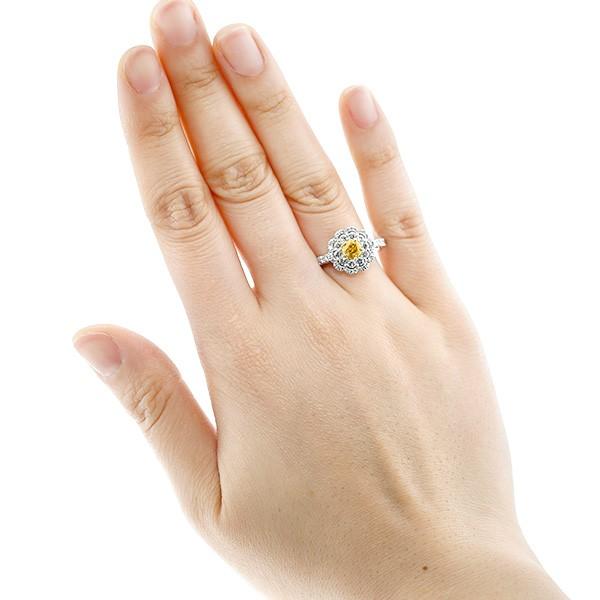 ダイヤモンド リング 0.509ct I1 FANCY VIVID ORANGY YELLOW プラチナ 