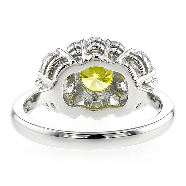 グリーンイエロー ダイヤモンド リング 0.948ct VS2 FANCY VIVID GREEN 