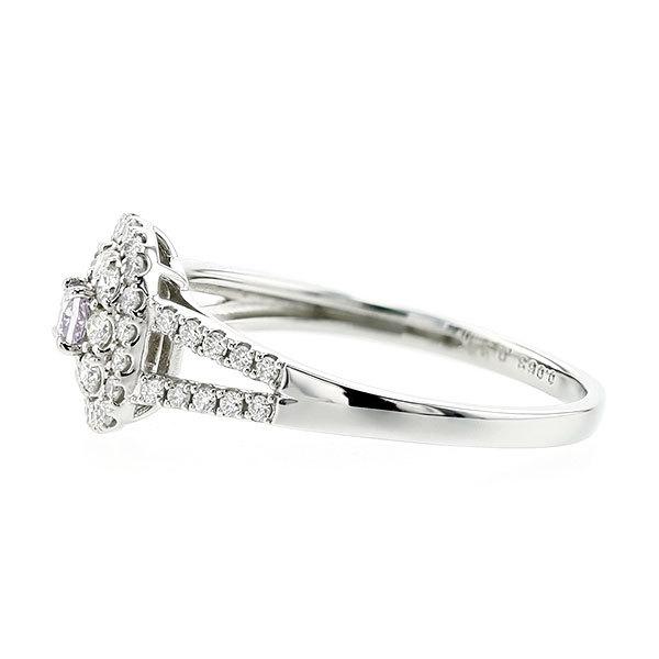 天然ピンクダイヤモンド リング 0.063ct I1 FANCY PINK PURPLE クッションカット プラチナ Pt ソーティング付 プレゼント ギフトの画像