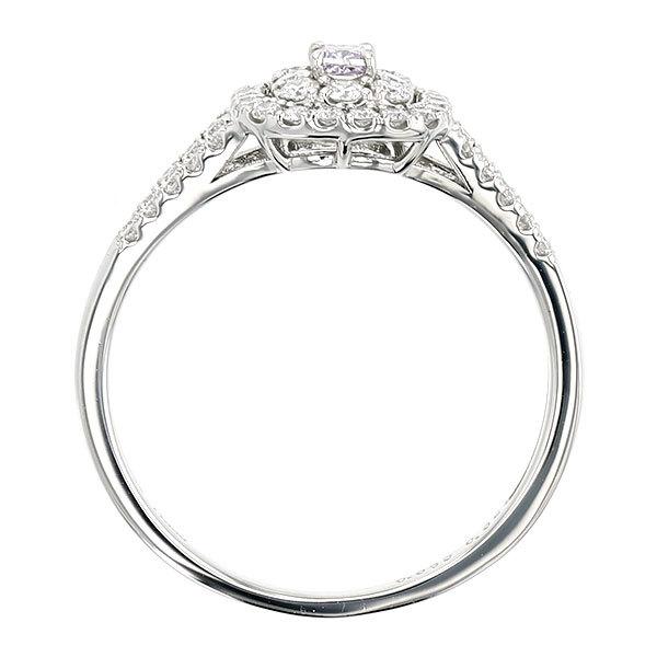 天然ピンクダイヤモンド リング 0.063ct I1 FANCY PINK PURPLE クッションカット プラチナ Pt ソーティング付 プレゼント ギフトの画像