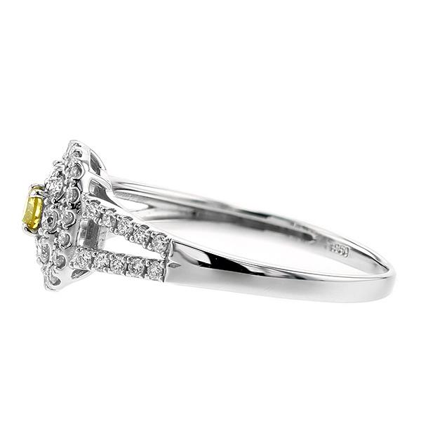 イエローダイヤモンド リング 0.075ct I1 FANCY VIVID YELLOW 脇石 