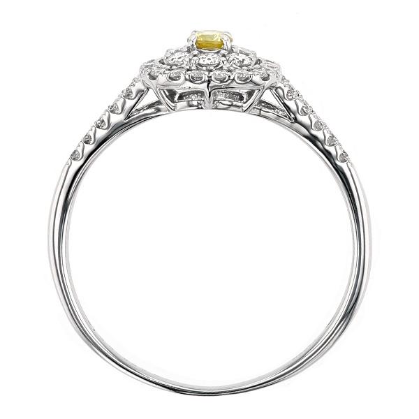 イエローダイヤモンド リング 0.075ct I1 FANCY VIVID YELLOW 脇石