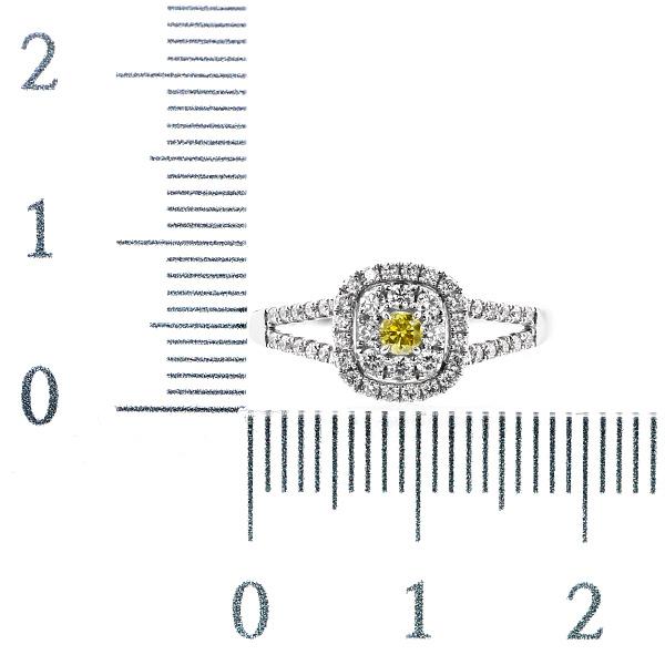 イエローダイヤモンド リング 0.075ct I1 FANCY VIVID YELLOW 脇石ダイヤ0.31ct(Total) プラチナ Pt ソーティング付 プレゼント ギフトの画像