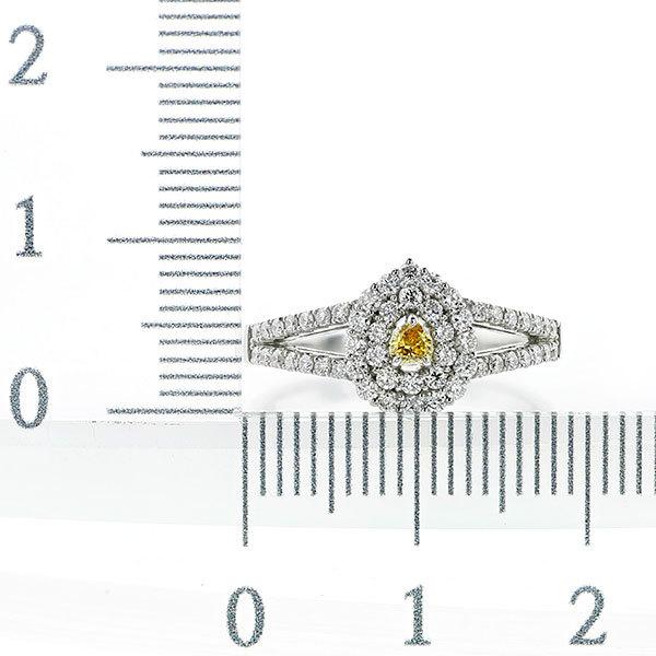 イエローダイヤモンド リング 0.059ct VS2 FANCY INTENSE ORANGE 