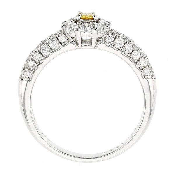 イエローダイヤモンド リング 0.087ct I2 FANCY VIVID YELLOW プラチナ Pt ソーティング付 プレゼント ギフトの画像