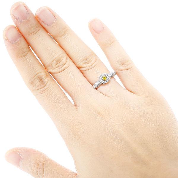 イエローダイヤモンド リング 0.087ct I2 FANCY VIVID YELLOW プラチナ