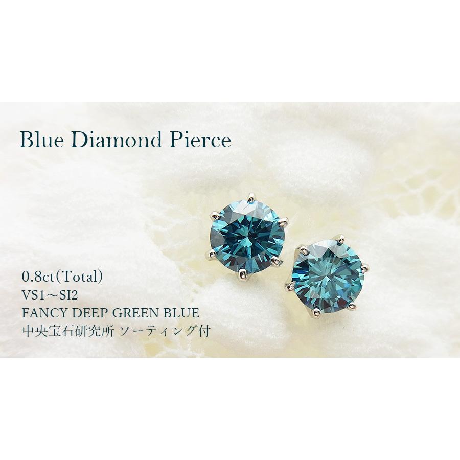 ブルーダイヤモンド ピアス 0.8ct(Total) VS1〜SI1 FANCY BLUE
