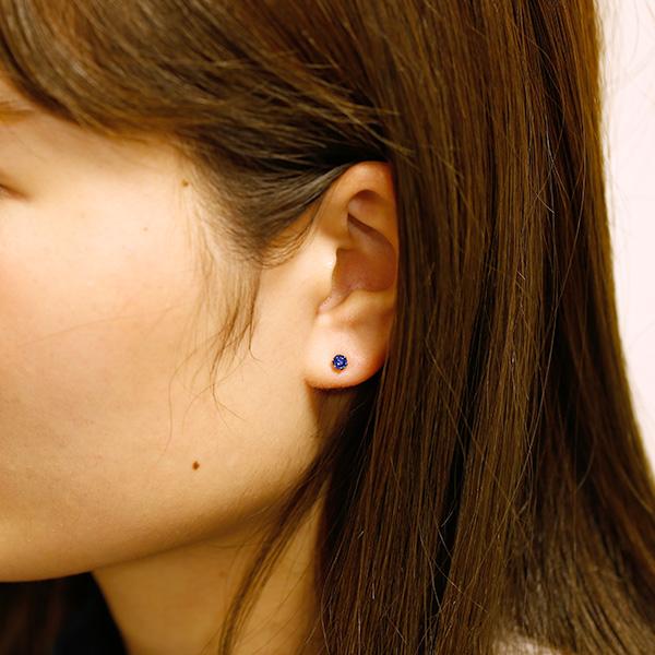 サファイア ピアス 0.2〜1.0ct(Total) ラウンドカット プラチナ Pt 