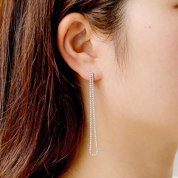 ダイヤモンド ロングピアス 2.00ct(Total) SI〜Iクラス D〜Hクラス プラチナ Pt 保証書付 ダイヤモンドピアス ダイヤピアスの画像