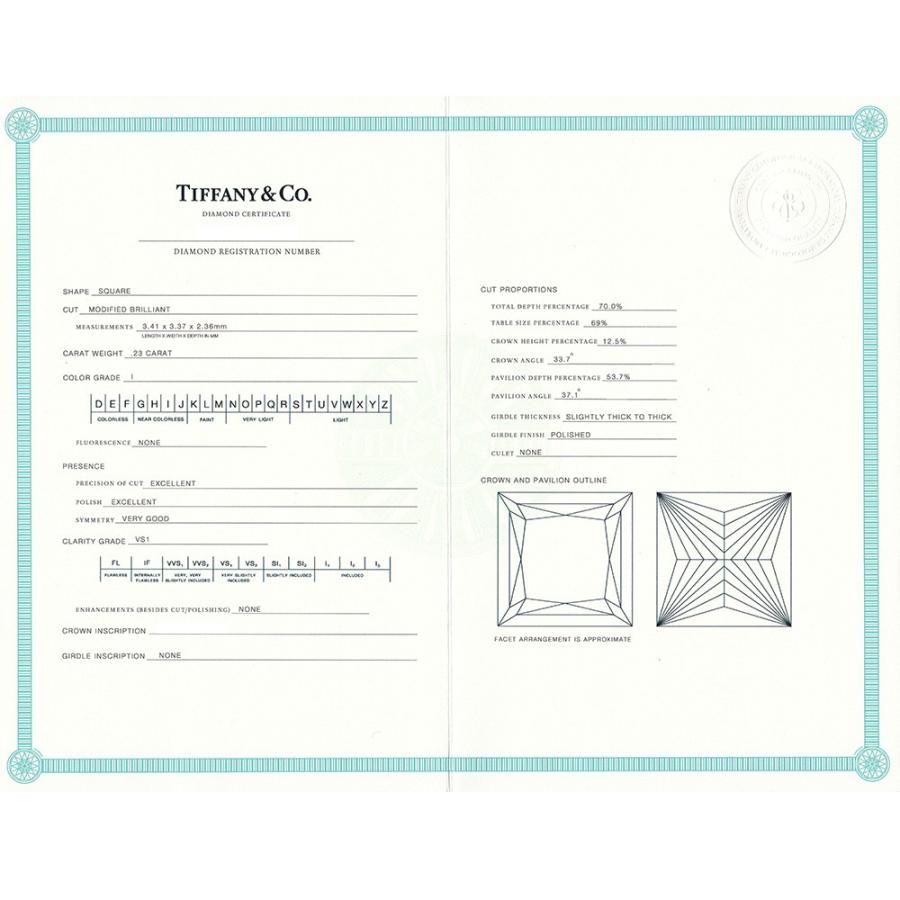 ティファニー TIFFANY & CO./ソリティア プリンセスカット リング 【中古】 0.23ct VS1 I EX プラチナ  鑑定書付 SSP | TIFFANY&Co. | 06