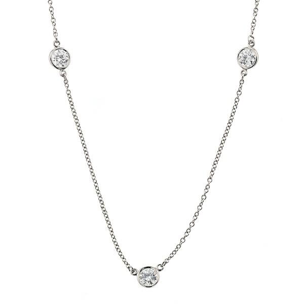 ティファニー TIFFANY & CO. / バイザヤード ネックレス（3石ダイヤ） 【中古】  プラチナ エメットジュエリー 保証書付 SSP 爆買 | 