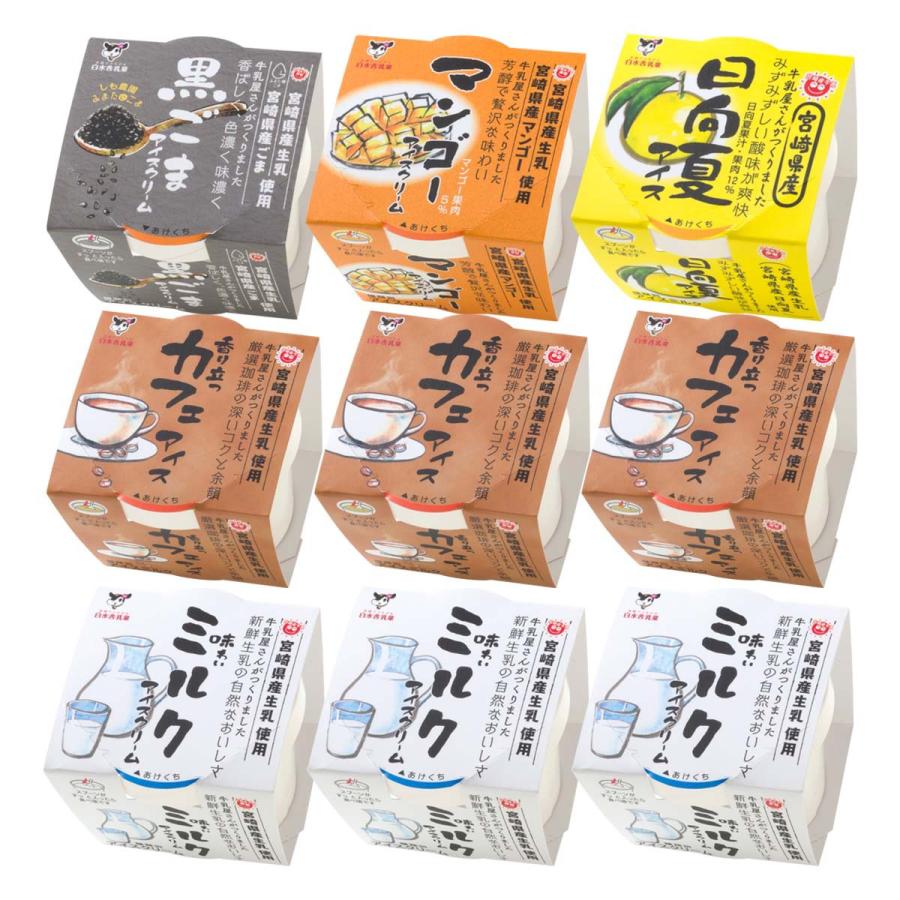 白水舎乳業 南国宮崎アイスセット （ミルクアイス3個、カフェアイス3個