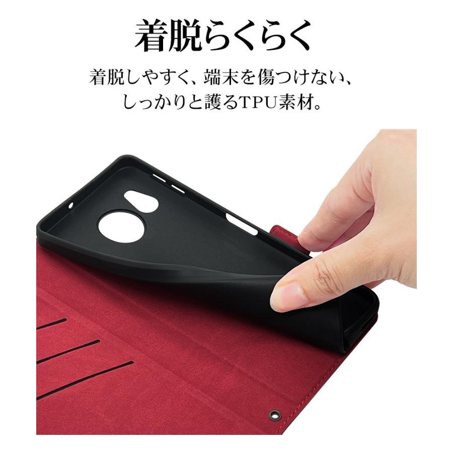 AQUOS sense sense8 用 薄型手帳ケース サイドマグネット ネイビー 
