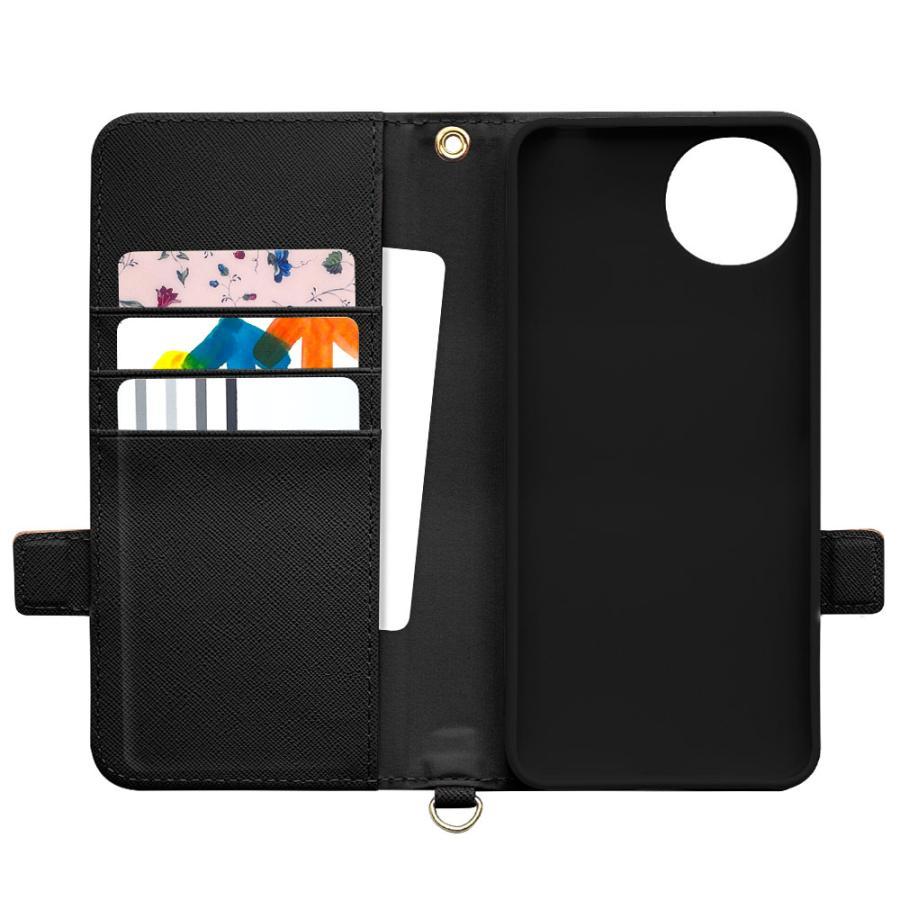 AQUOS wish wish5 ハンドストラップ付き手帳型ケース ブラック