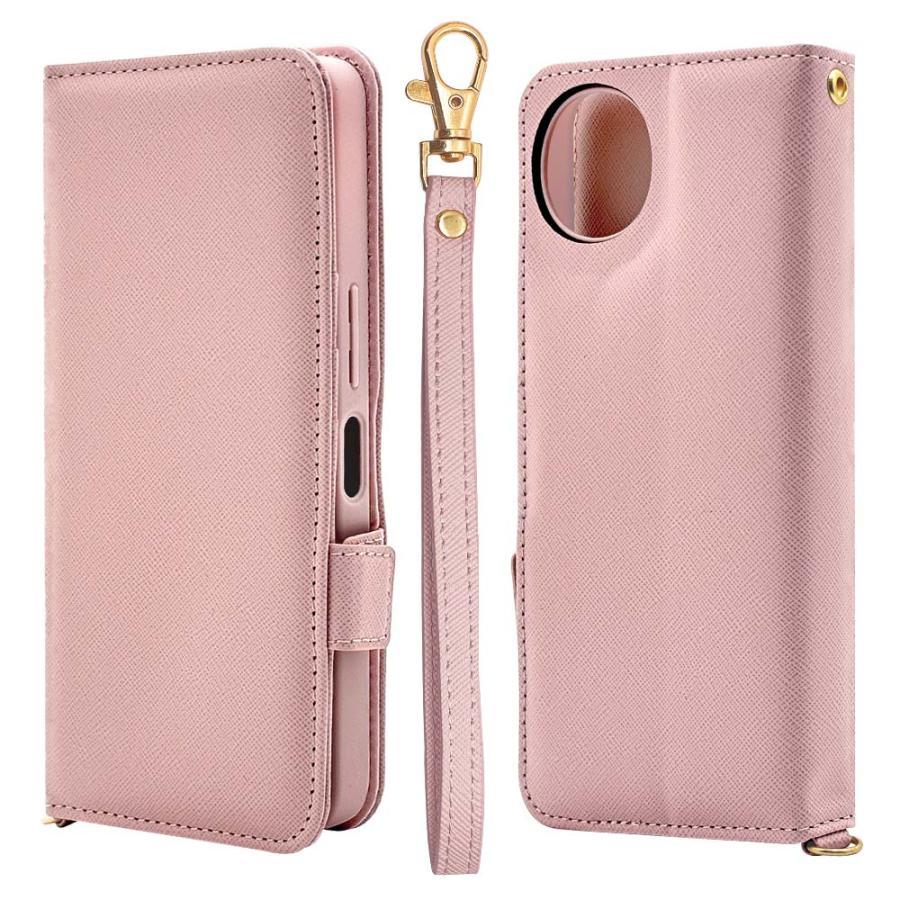 AQUOS wish wish5 ハンドストラップ付き手帳型ケース ライトピンク