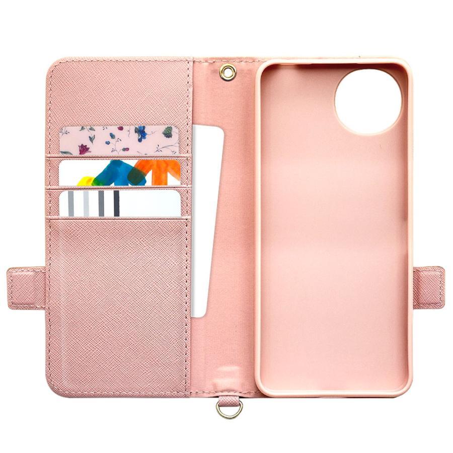 AQUOS wish wish5 ハンドストラップ付き手帳型ケース ライトピンク