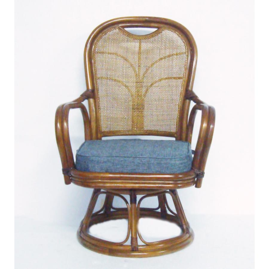 座椅子 籐の椅子 ラタン 肘掛け付 回転 座面が広い 立ち上がりやすい 座面高38cm ワイド回転椅子 完成品 モリシタ