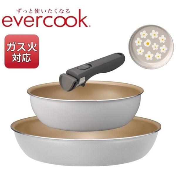 evercook　エバークック　ガス火フライパン　花柄　3点セット